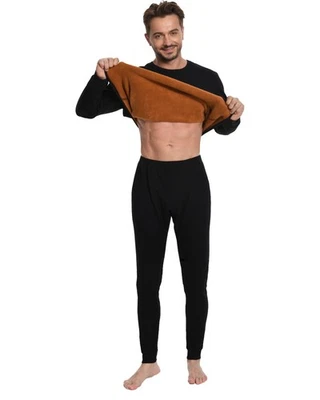 Men's Thermal Underwear Set Heavyweight Gold Fleece Lined Base Layer Cold Wea... - Image 1 of 4