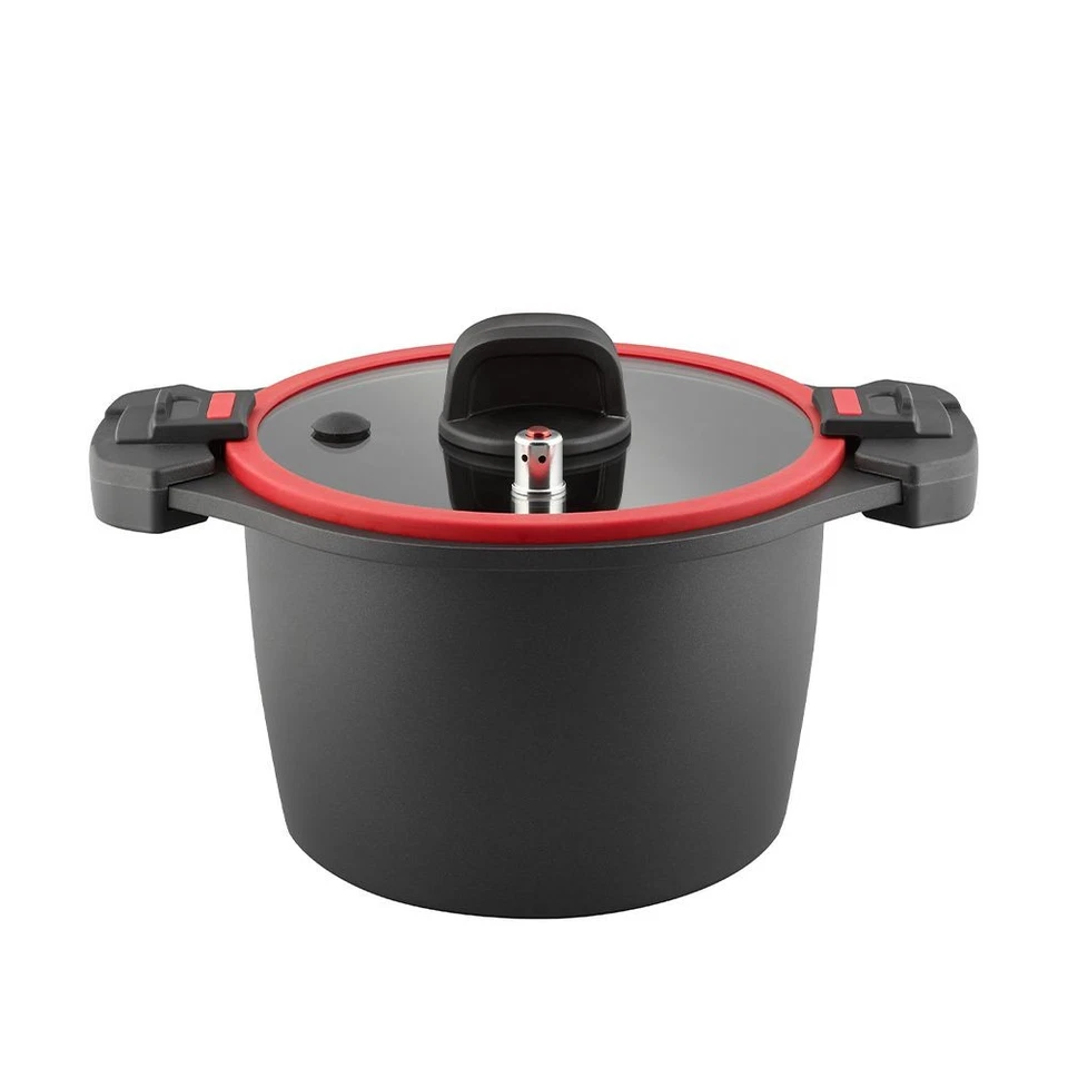 Elo 6L Energiespartopf mit Druckausgleich-Deckel - Schwarz/Rot, 24x6cm (90706)