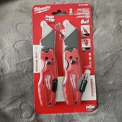Cuchillo utilitario plegable Milwaukee Tool 48-22-1505D Fastback 6 en 1 (paquete de 2) Foto 1 de 3