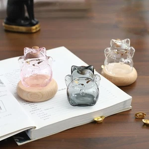 Glass Piggy Bank Ornament Money Saving Jar for Desktop Cabinet Living Room - Picture 1 of 22