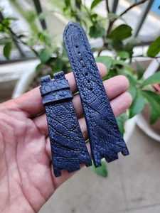 Blue 28/18 mm 100% Genuine Ostrich Leather Watch Strap Band ForAP OFFSHORE 42MM - Picture 1 of 16