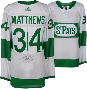 Auston Matthews Toronto Maple Leafs Signed Green Toronto St. Pats Adidas Jersey - Picture 1 of 6
