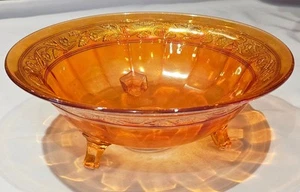 Vintage CARNIVAL Glass Imperial Footed Fruit Bowl Marigold Iridescent Luster - Picture 1 of 5