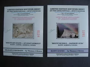 "Hojas de recuerdo no postales de cabras, montaña 2 edición limitada Thomas J. Bowen ""firmado" - Imagen 1 de 4