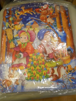 Vintage Paper Christmas Advent Calendar 3D Pop Out Denmark 11.5"x13"-squirrels - Image 1 of 2