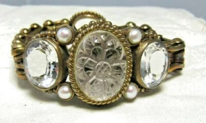 Stephen Dweck Armband geschnitzt klar Topas und Perle Bronze - Bild 1 von 12