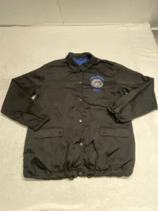 Forever 21 Mens Jacket Black Worldwide Tour Pockets Logo Button Up Size Large - Picture 1 of 8