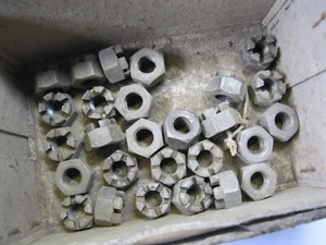 4 x 7/16" BSF Hex Steel Castle Nuts. Vintage Slotted Lock Nuts. - Picture 1 of 3