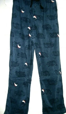Lucky Brand Men's Fleece Pajama Pants Blue Bear with Santa Hat Size Small - Image 1 of 2