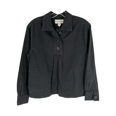 Camisa Popover Gap Workforce Collection Mujer Talla XSP Negra Algodón Botón Frontal Foto 1 de 4