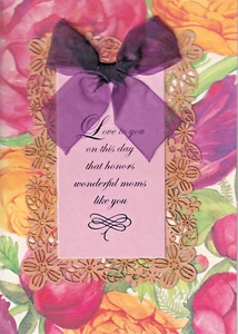 PAPYRUS MOTHERS DAY CARD NIP (MSRP $7.95) PURPLE BOW (P10) - Picture 1 of 2