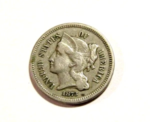 1873 Three Cent 3c Nickel US Coin - Picture 1 of 4