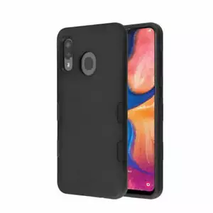 For Samsung A20 Protective Dual Layer Tough Hybrid Bumper Case Cover-Black - Picture 1 of 7