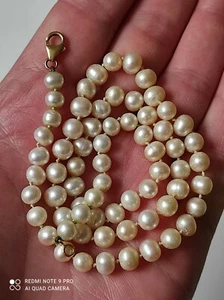 Antique Cultured Pearl and 18K Yellow Gold Necklace - Picture 1 of 12