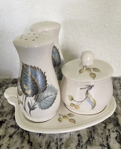 Vintage Sylvac Art Cruet Set Lime Grove Pattern Salt Pepper Sugar Tray - Picture 1 of 10