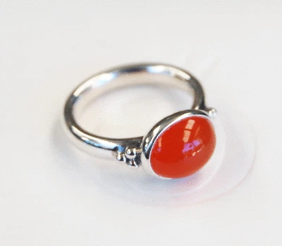 Anillo de Plata Pandora Genuino con Cornalina Cabujón Grande - 190156CAR - Talla 60 Foto 1 de 2