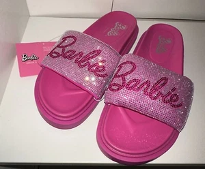 Barbie x Forever 21 Rhinestone Sandals Slides Pink - Size 8 - Picture 1 of 2