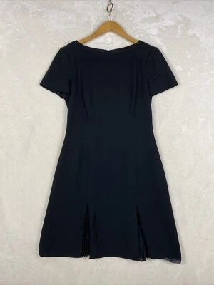 Vintage 90's Liz Claiborne Shift Dress Womens 8 Shoulder Pads Lined Pleated Hem - Image 1 of 4