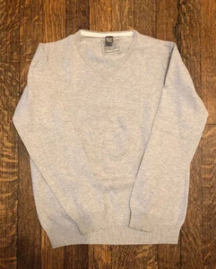 Zara Boys Gray 100% Cotton V Neck Long Sleeve Sweater Size 11-12 Years - Picture 1 of 5