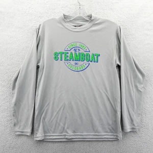 New A4 Shirt Boys Medium Steamboat Colorado Ski Gray Sports Youth Outdoors Knit - Picture 1 of 11