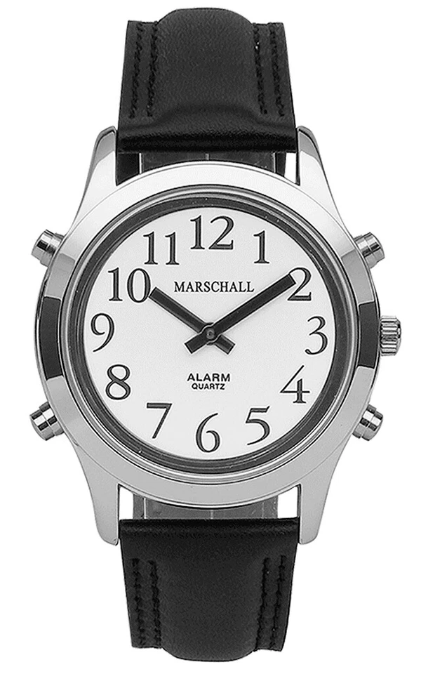 Marschall ♂ TALKING WATCH > Herrenuhr Ø 39mm | Weckfunktion | Leder - Bild 1 von 1