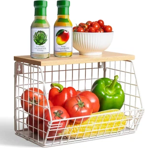 White Fruit Bowl Wire Basket Storage Pantry Fruit and Vegetable Storage Fruit Ba - Picture 1 of 12