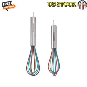 Mini Silicone Whisks Set 2 Heat Resistant Kitchen Utensils Dishwasher Safe New - Picture 1 of 4
