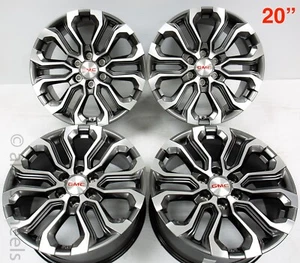 4 New Takeoff GMC Sierra Yukon Canyon 20" OEM Charcoal Machined Wheels Rims - Picture 1 of 5