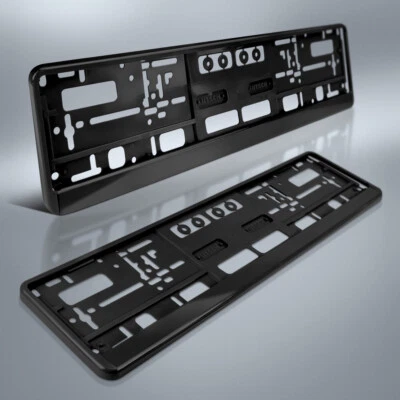 2 Kennzeichenhalter | SCHWARZ | Kfz Kennzeichenhalterung für PKW | DHL-Versand - Bild 1 von 4