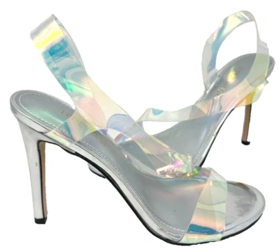 Nine West Women's llena Slingback Comfort Dress Heels Silver/Clear Size:8.5 108N - Image 1 of 4