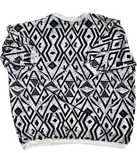 Felpa Pullover Vintage Forenza Stampa Geometrica M Poliestere/Cotone Bianco/Nero - Foto 1 di 7