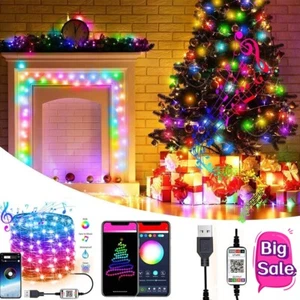20/50/100/200LED RGB Fairy String Lights With APP Control USB Charge Christmas - Picture 1 of 12