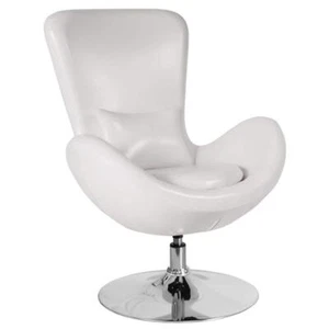Flash Furniture Chair Leather Egg Series Reception-Lounge-Side Mid-Century White - Picture 1 of 6
