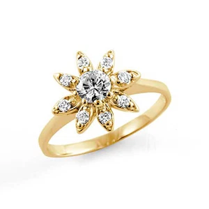 0.40Ct Round Diamond Engagement Wedding Anniversary Ring 14k Gold Yellow Women's - Picture 1 of 3