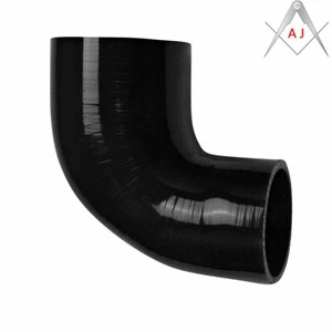 Black ID 2" - 3.54" (51mm-90mm) 90 Degree Silicone Elbow Coupler Reducer Hose - Picture 1 of 6