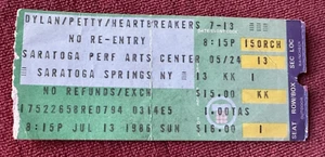 Biglietto raro Bob Dylan & Tom Petty & The Heartbreakers Stub Saratoga Springs 1986 - Foto 1 di 2