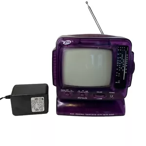 Mini TV personale radio AM/FM viola traslucido UHF VHF 5,5" bianco e nero TV2Go - Foto 1 di 10