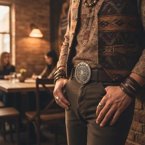 NUEVO Hombres Mujeres Cinturón Hebilla Metal Plateado Moda Occidental Calendario Azteca Maya - Imagen 1 de 24