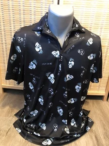 Camisa Polo de Golf Jamie Sadock Mediana M Poliéster Calaveras C'est La Vie Negra (H78) - Imagen 1 de 12
