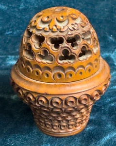 Antique 18th Century Carved Coquilla Nut Thread/Thimble Holder Cage / Pomander - Picture 1 of 8
