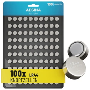 ABSINA 100x AG13 LR44 Knopfzelle 1,5V Alkaline - Knopfzellen Batterien Batterie - Bild 1 von 7