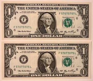 2006 $1 Repeater & Radar Notes - Lot of 2 Uncirculated Notes - Picture 1 of 2