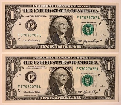 2006 $1 Repeater & Radar Notes - Lot of 2 Uncirculated Notes - Image 1 of 2