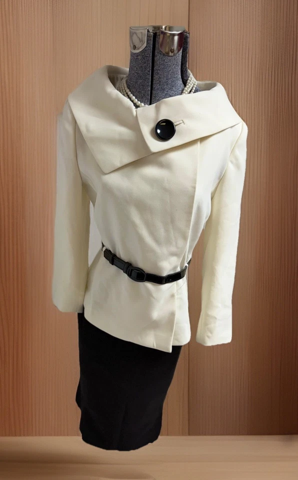 NUEVO $280 Tahari ASL Falda Traje Talla 6 Conjunto de Dos Piezas Cinturón Extra Doble Pecho Foto 1 de 4