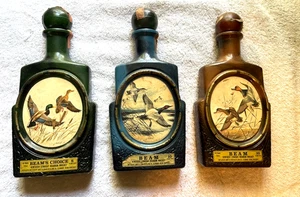 3 Vintage JIM BEAM Beams Choice WATERFOWL DUCK Bourbon Empty Bottles DECANTERS - Picture 1 of 4