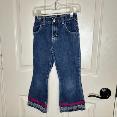 Jean Boho Vintage Y2K Osh Kosh B’gosh Lavado Oscuro Floral Rosa Rayas Talla 4 Foto 1 de 4