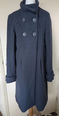 La Redoute Création Navy Blue Wool Double Breasted Smock Coat Size UK 12 - Image 1 of 4