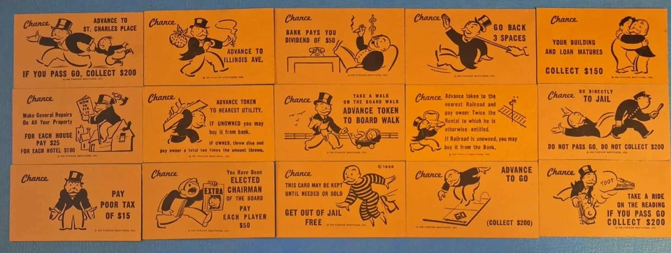 Tarjetas Monopoly Chance ▲ Parker Brothers ▲ ¡Tú eliges! Foto 1 de 1