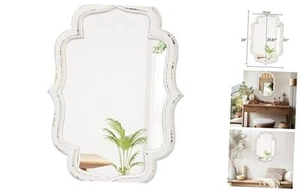 Rustic Scalloped Oval Mirrors for Bathroom 18 X 24 Inch, Hanging Distressed  - Picture 1 of 7