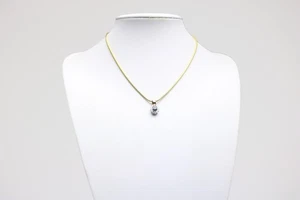 Halskette aus Gold mit Saphir und Diamanten Anhänger - 585 Gelbgold - ca. 46 cm - Bild 1 von 8